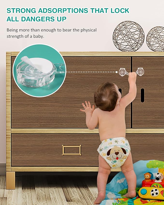 Cabinet Locks for Babies, Baby Proofing Safety Locks, 10 Pack DUOSI No Screws No Magnets Fridge Refrigerators Locks Baby Proofing Child Safety Cabinet Locks for Kitchen Cabinets and Drawers