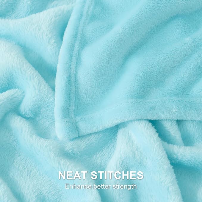 Hansleep Throw Robin Egg Blue Fleece Blanket, Soft Flannel Bed Blanket | Fuzzy Cozy Blanket 50x60 Inches, Multi-use for Bed, Sofa, Couch, Travel, Camping, All Season Warm Lightweight Cover