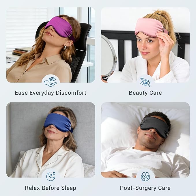 2PCS Cold Eye Mask - Cooling Eye Mask for Puffy Eyes, Cold Compress for Dark Circles, Tired Eyes, Headache, Migraines Relief - Reusable Gel Ice Pack, Weighted Sleep Mask(Black, Pink)