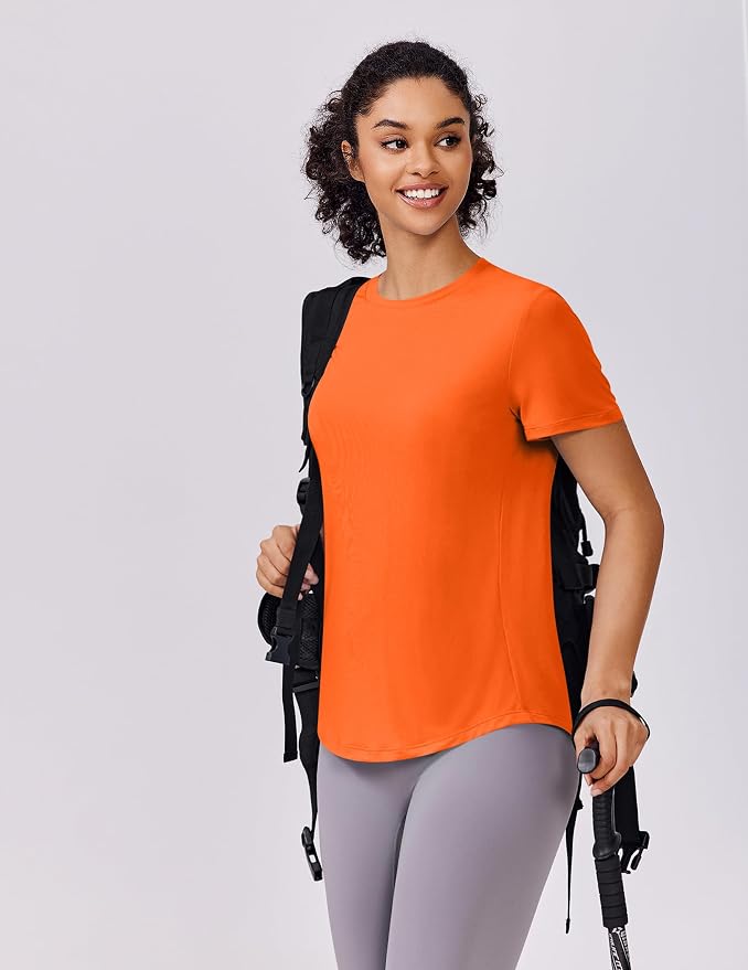 PINSPARK Soft Workout Tops for Women UPF 50+ Sun Protection Shirt Quick Dry Athletic Running Hiking Travel Basic Tee Shirts