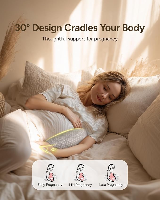 Pregnancy Wedge Pillow for Sleeping, Adjustable Maternity Pillow for Side Sleepers, Supports Back, Belly & Hip, Ideal for Pregnant Women, Rayon Made from Bamboo Removable Cover, Grey (Regular)