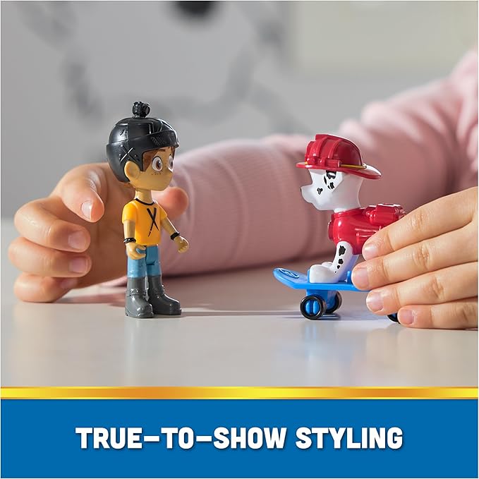 Paw Patrol Marshall & Daring Danny X Figures Set with Skateboard, Kids Toys for Boys and Girls Ages 3 and Up