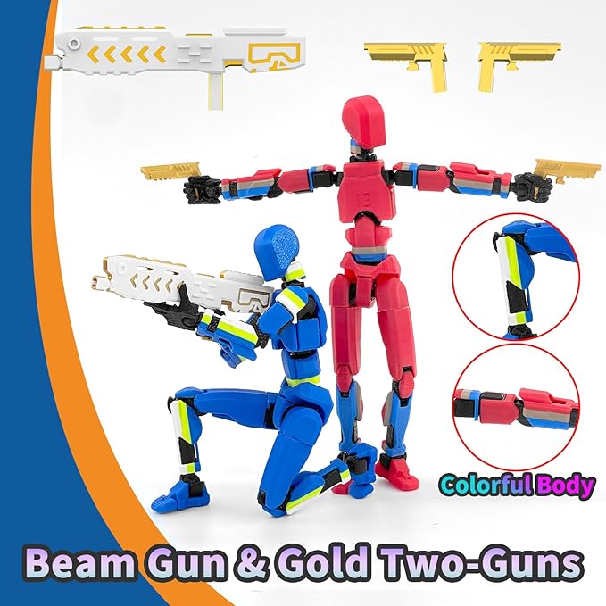 T13 Action Figure Already Assembled, Multi-Colored Titan 13 Action Figure Set Dummy with Laser Saber 3D Printed T 13 Lucky Robo Nova 13 Action Figures, Figura de acción t13 (Red-Blu-Br)