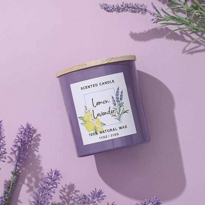 Lavender Candle - Lemon Lavender Scented Candle,Summer Candles,11oz | Soy Candles for Home Scented, Birthday Gifts Candle for Women Men