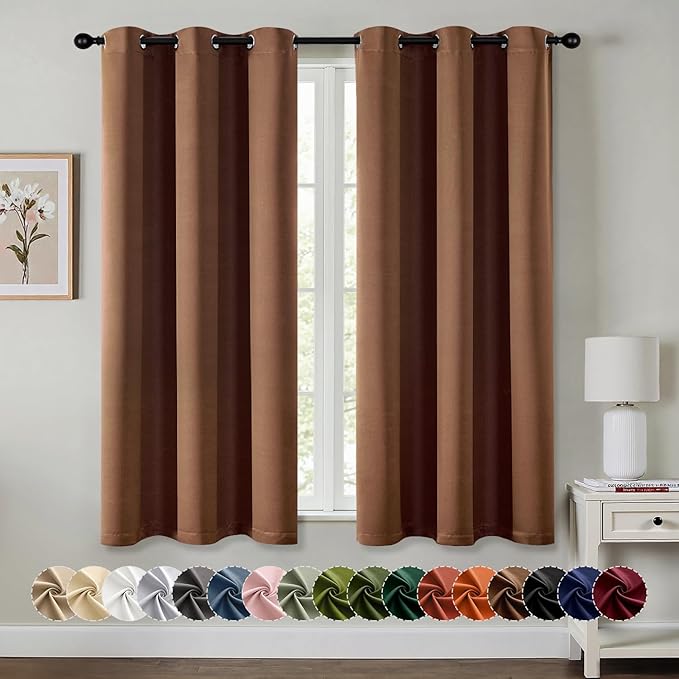 MIULEE Blackout Curtains for Bedroom 2 Panels 40 x 63 Inch Long Mocha Brown | Thermal Insulated, Living Room Darkening Grommet Drapes, Noise Reducing, Light Blocking Window Treatments