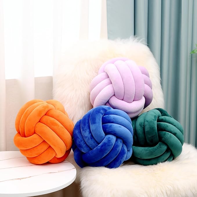 Petrella Knot Pillow Ball Round Throw Pillows Home Decor Cushion Decorative Aesthetic Throw Pillows，Purple 13inch