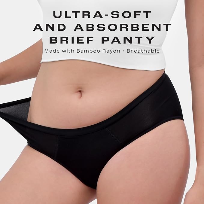 Bambody Absorbent Brief, Super Comfy Period Underwear for Women - Leakproof Period Panties