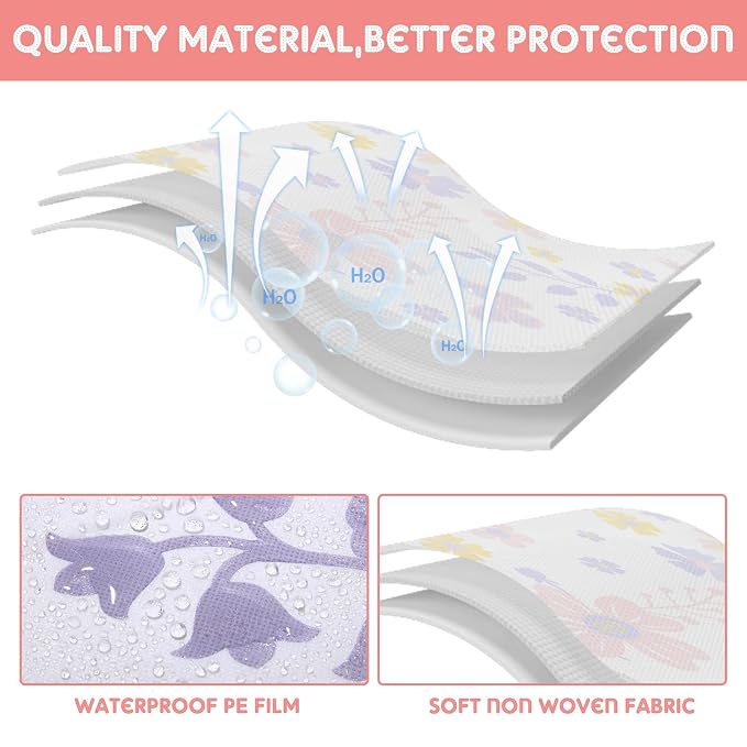 Preboun 40 Pack Toilet Seat Covers Disposable for Kids Extra Large Waterproof Toilet Seat Covers Toddler Potty Training Liners Individually Wrapped for Travel Public Restroom Essentials, Flower Design