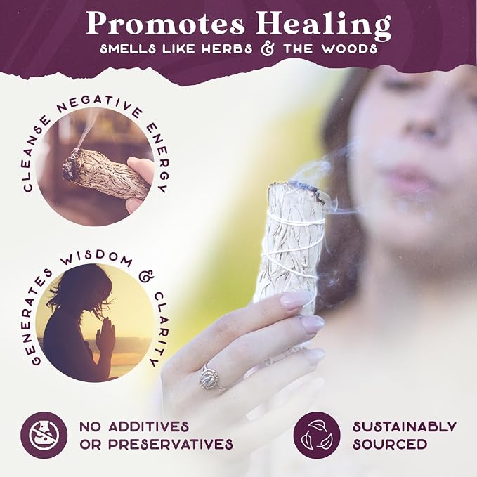 Purple Canyon Sage Smudge Kit - 24 Pack - White Sage Smudge Sticks Incense Kit for Meditation Home Cleansing Aromatherapy and Smudge Rituals - Bulk Refill Bundle