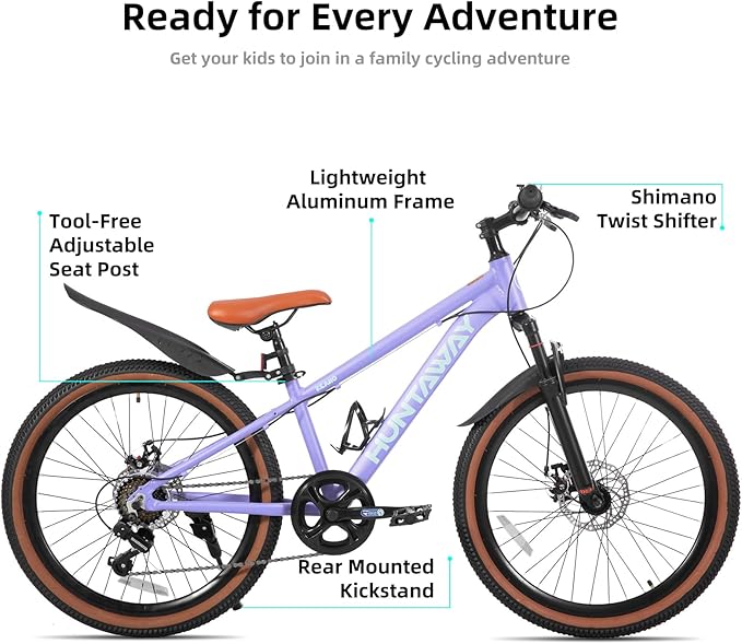 KEANO Huntaway 20 24 Inch Kids Bike for Boys & Girls Ages 7-12 Years Hardtail Mountain Bike for Kids with Aluminum Frame and 7-Speed Drivetrain Children Bicycle
