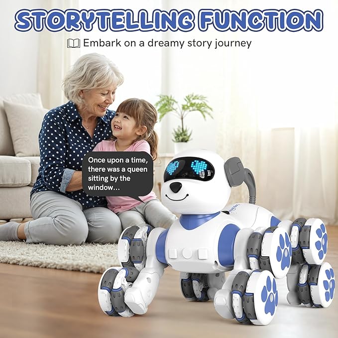 8WD Stunt RC Car Robot Dog Toys, 2.4GHz Remote Control Car Dog Toys with LED Eyes, Smart Interactive Programmable Robot Gift for Kids Age 3 4 5 6 7 8 Year Old