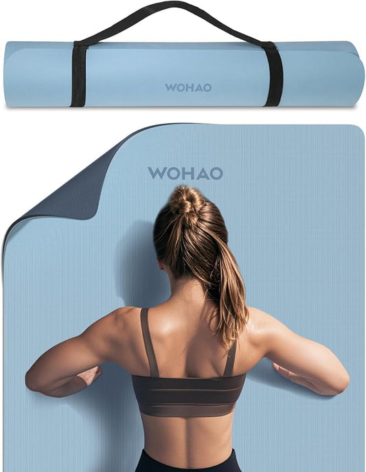 Extra Thick 8mm Yoga Mat, 72"x28" Non Slip Exercise Mat, Reversible 2-Sided Dual Color Premium POE Material, with Carrying Strap for Yoga, Pilates, Home Gym