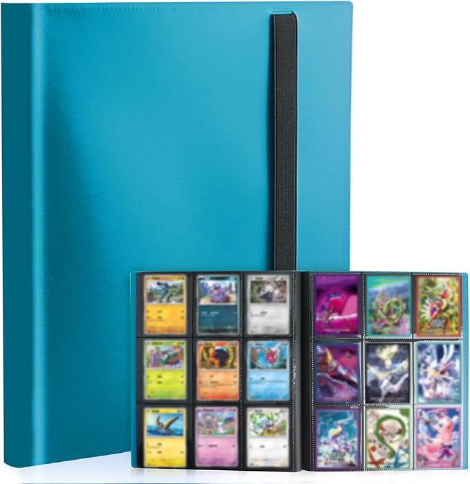 Card Binder 9-Pockets,Trading Card Binder,20 Pages, 360 Card Capacity Collection Binder, Card Folder for MTG, TCG, Game Cards & Sports Cards (Lake Blue)