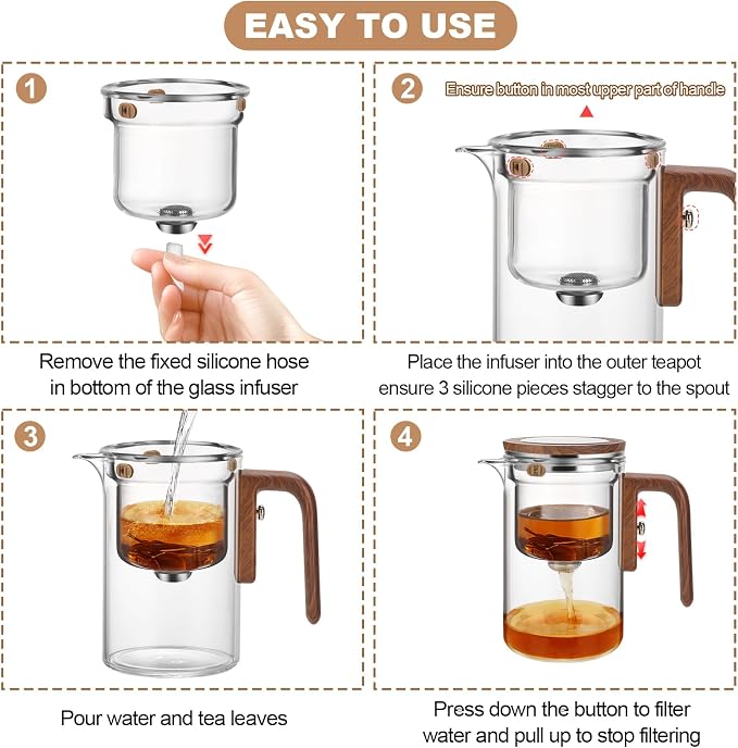 Enchanti Tea Pot, Glass Teapot with Removable Infuser, Magnetic Loose Leaf Tea Steeper, Magic Witchcraft Tea Pot with Strainer for Water Separation, Gift Package, 20.3oz/600ml