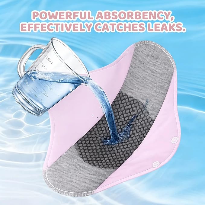 6 PCS Reusable Incontinence Pads, Reusable Incontinence Pads for Women, Reusable Pads Menstrual for Daily Bladder Leak Protection, Bringing You a Dry Experience (Random Color