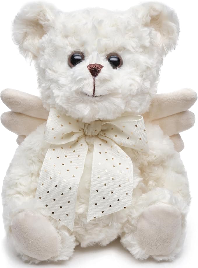 Bearington Peace, 12 Inch Teddy Bear Angel Stuffed Animal, Makes a Great Guardian Angel Gift for Christening, Bereavement, Memory, Sympathy