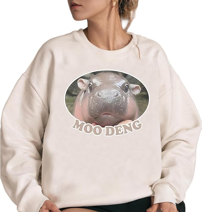 YOUNG GREEN Moo Deng Sweatshirt Moo Deng Bouncy Pig T-Shirt The Cute Baby Hippo Sweatshirt Gift For Moo Deng Lovers