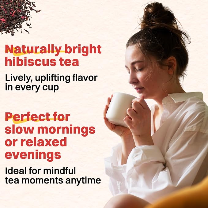 Hiihone Hibiscus Tea Bags 60 Count – Pure Hibiscus Flower Herbal Tea, Caffeine-Free, Tart & Refreshing Flavor, Rich in Antioxidants, Non-GMO, Natural Herbal Tea for Hot or Iced Tea