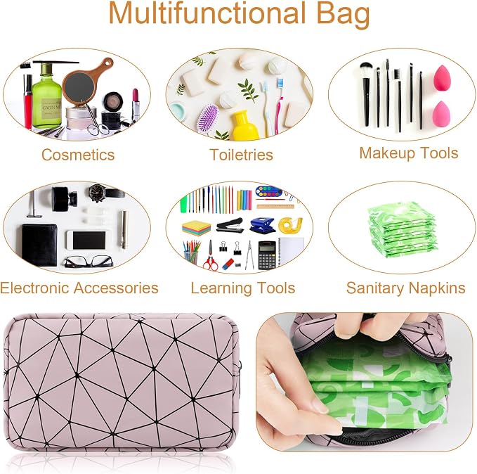 Likesing Period Bag for Teen Girls, Leather Sanitary Napkin Storage Bag, Portable Menstrual Pad Bag Period Pads Pouch, Small Make Up Bags