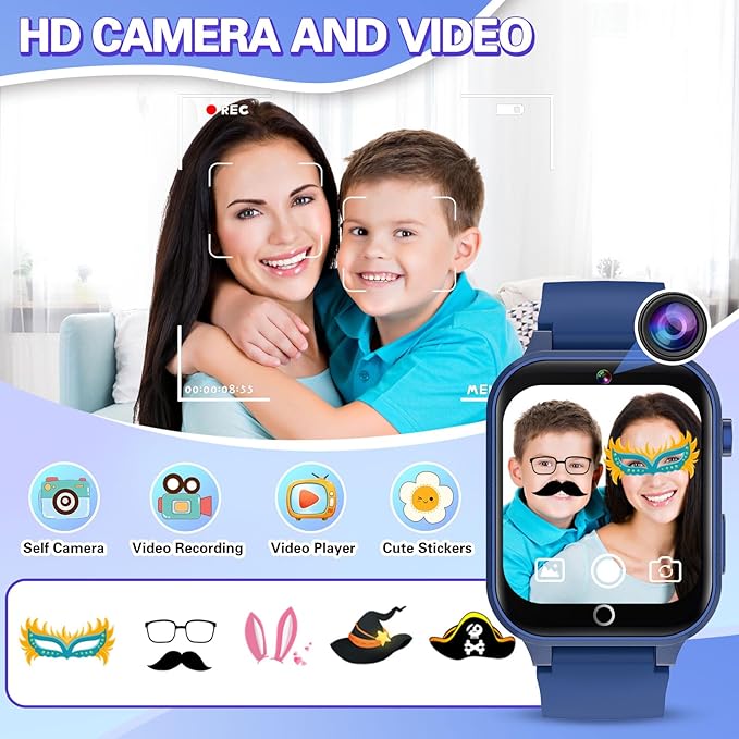 Vakzovy Smart Watch for Kids with 39 Puzzle Games HD Camera MP3 Player Audiobook Video Pedometer Habit Tracking Learn Card Flashlight Kids Smart Watch Boys Gift for 5-12 Year Old Boys Toys