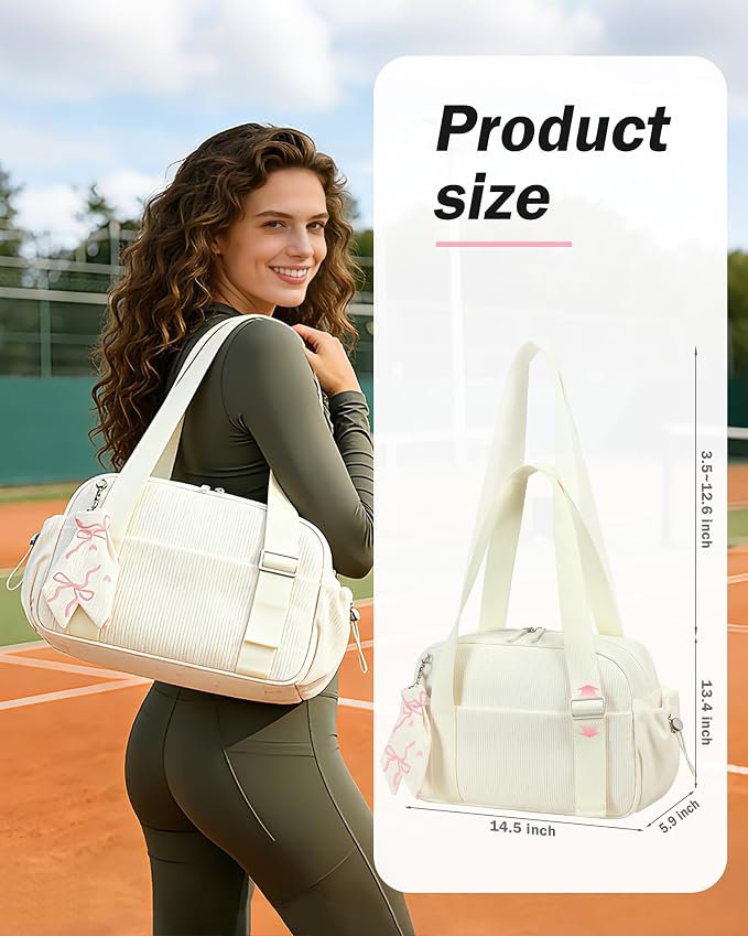 LOIDOU Aesthetic Mini Gym Bag for Women with Wet Dry Pocket, Lightweight Dance Ballet Gymnastic Small Tote Bag for Workout Yoga Clean Girl Lifestyle Overnight Weekend Trip