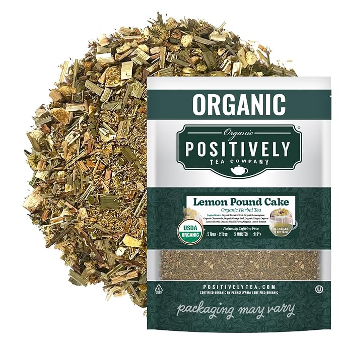 Organic Positively Tea Company, Lemon Pound Cake, Herbal Tea, Loose Leaf, 16 Ounce