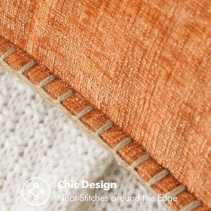 MIULEE Fall Decorative Couch Throw Pillow Covers 20x20 Inch Orange 2 Pack | Farmhouse Pillow Covers with Stitched Edge, Soft Chenille Cushion Cases, for Sofa Bed Living Room Home Decor