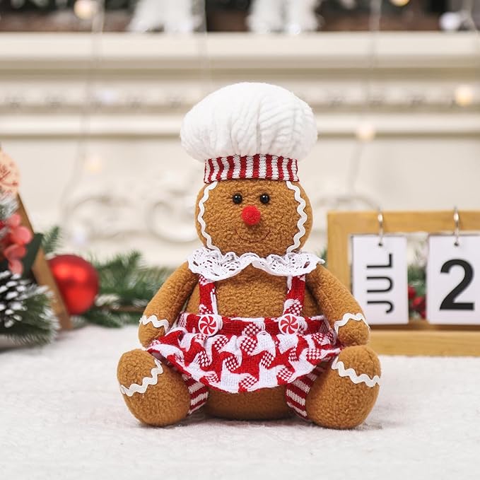 Christmas Gingerbread Man Plush Toy,Christmas Plush Stuffed Doll Gingerbread Boy Girl Cute Plush Pillow for Holiday Christmas Tree Gifts (Girl)