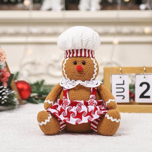 Christmas Gingerbread Man Plush Toy,Christmas Plush Stuffed Doll Gingerbread Boy Girl Cute Plush Pillow for Holiday Christmas Tree Gifts (Girl)