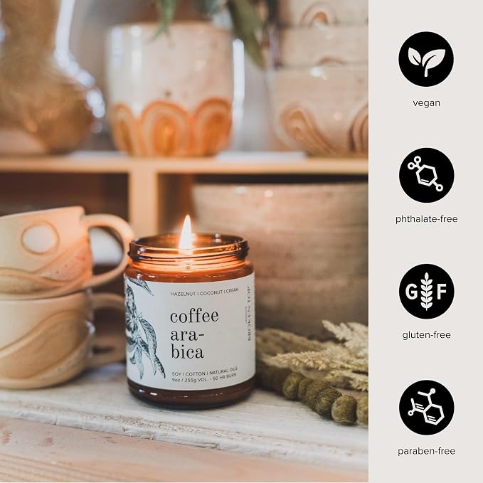 Broken Top - Coffee Arabica | 9 oz. Hazelnut, Coconut & Cream. Pure Soy Wax Candle. 50-Hour Burn Time. Natural Cotton Wick, Vegan, No Parabens, No Phthalates