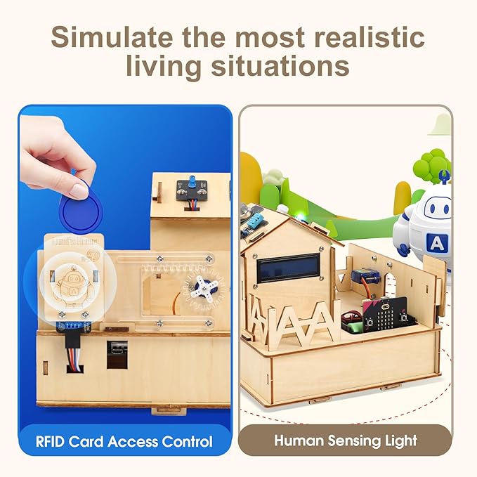 ACEBOTT STEM Kits for Kids Age 12 Smart Home Basic Starter Kit(Included Micro:Bit), STEM Toys Compatible with Makecode, Coding Set with House Building, Sensors & App Control, Gift for Boys and Girls