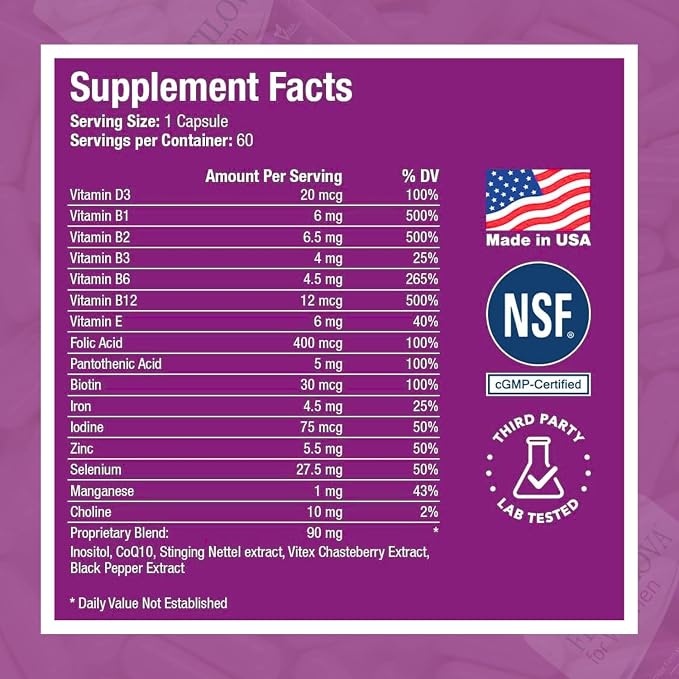 Vision Nutra Fertility Support Supplement for Women | for Hormonal Balance & May Support Menstrual Regularity | Fertilova 60 Vegan Capsules - 2 Month Supply