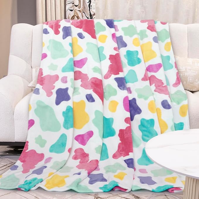 Fleece Blankets Twin Size for Bed Couch, Ultra Soft Plush Rainbow Twin Throw Blanket for Women Teen Girls, Colorful Home Room Decor, Cozy Gifts for Birthday Graduation 60x80 Inches