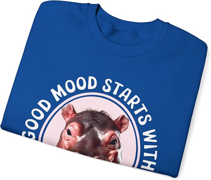 Good Mood Starts With Moo Deng Unisex Sweatshirt, Funny Moo Deng Good Mood Minimalist Men And Women Shirt