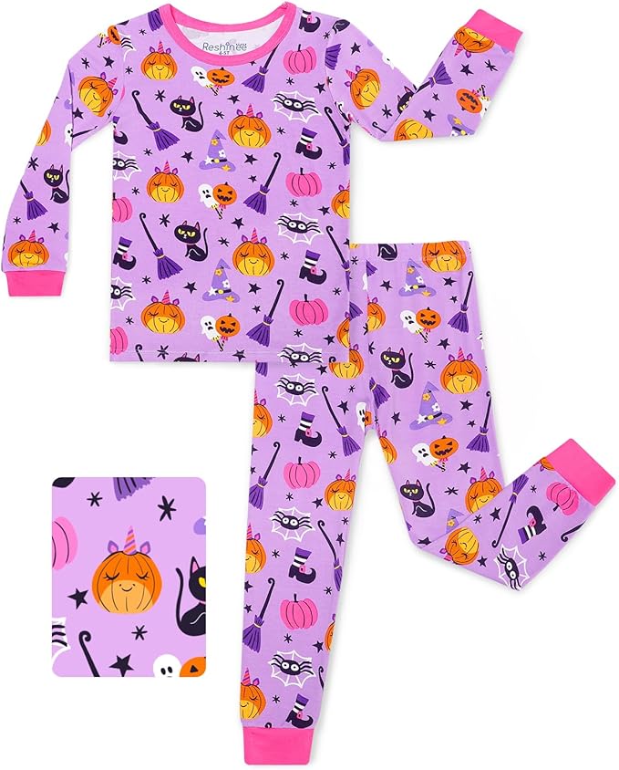 Bamboo Viscose Toddler Girls Kids Pajamas Unicorn Mermaid Pjs Long Sleeve Snug fit 12M-8Y 2pcs Soft Jammies