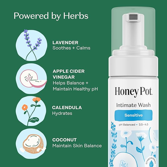 The Honey Pot Company - Sensitive Feminine Wash - Herbal Infused - PH Balanced Plant Based Natural Hygiene Products - 5.51 Fluid Oz (Pack of 2)