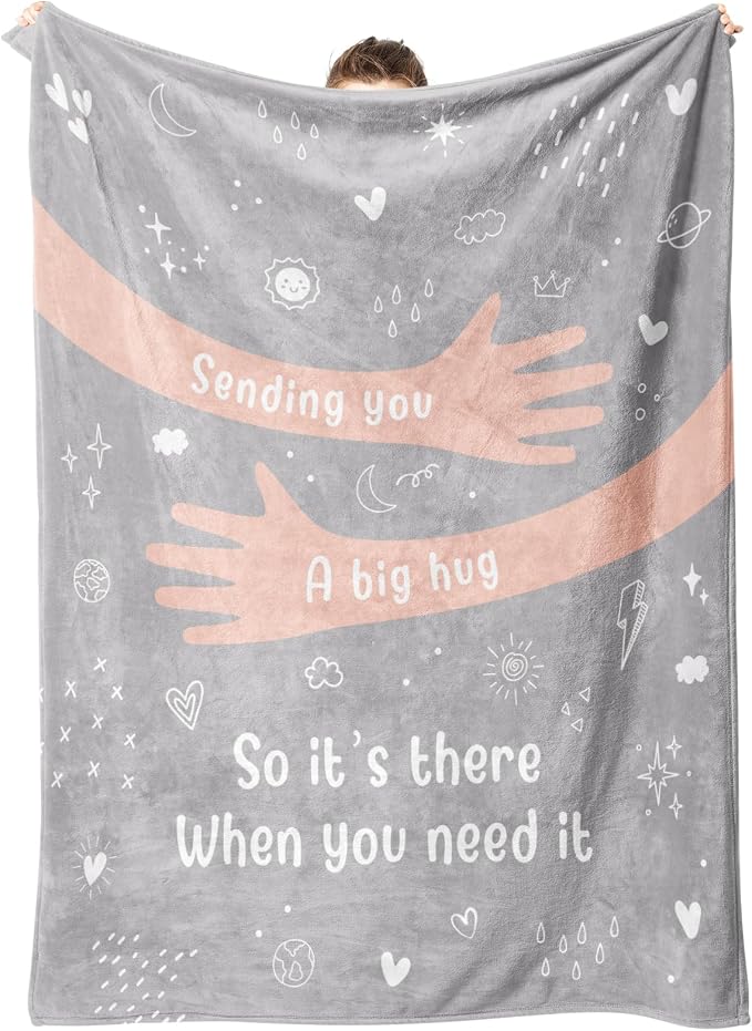 Get Well Gifts for Women Men, Hug/Healing Blanket | Thinking of You/Cancer Care/Sympathy/After Surgery Gifts for Friends, Sister, Coworkers, Soft Throw Blankets 50'' x 60''