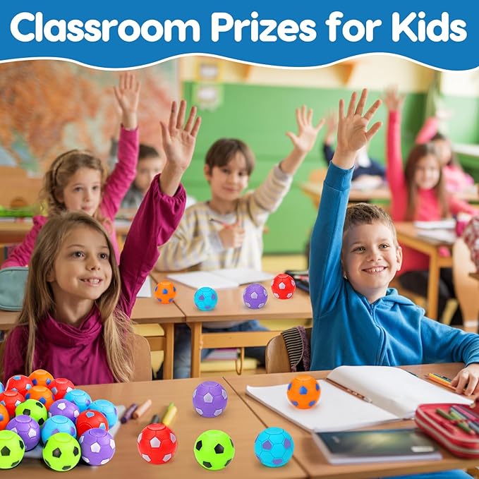 32PCS Fidget Spinner Soccer Balls Sports Birthday Party Favors Bulk for Kids 4-8 8-12 Halloween Goodie Treat Bag Stuffers Classroom Treasure Toys Carnival Prizes Pinata Fillers Mini Return Gifts
