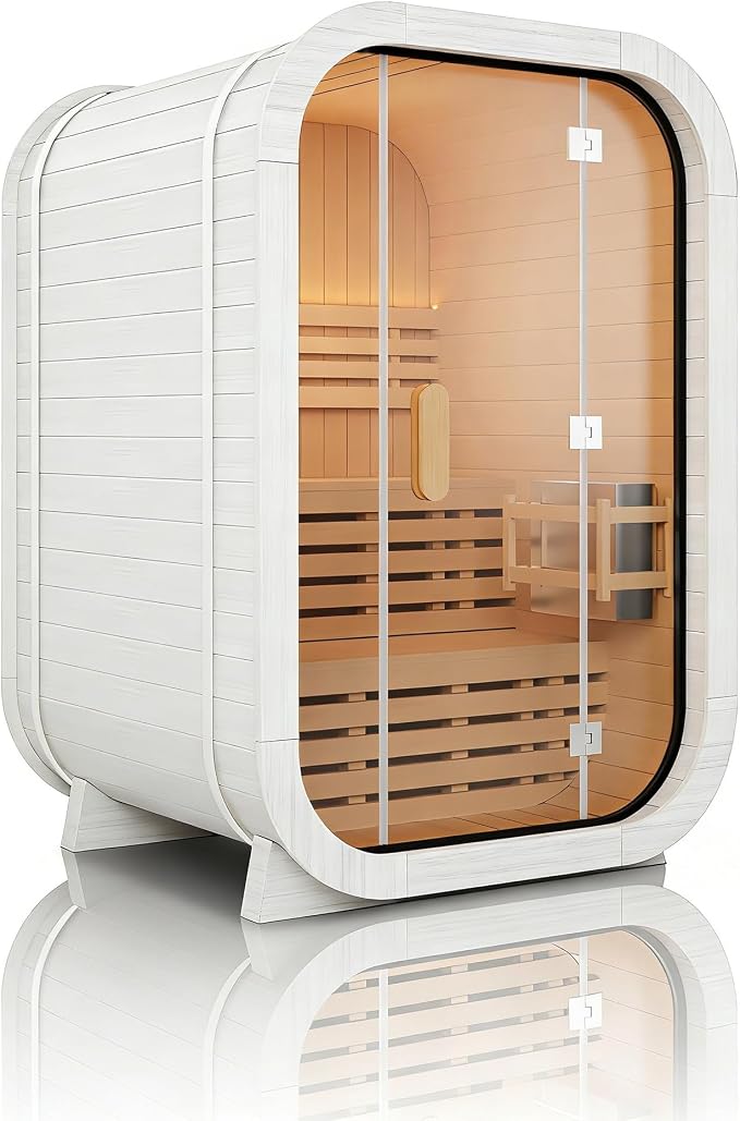 Customize 2-8 Outdoor Barrel Sauna Room,HARVIA 6KW Electric Stove or Wood Burning Stove Japanese Cedar Sauna Kit (Cube Sauna)
