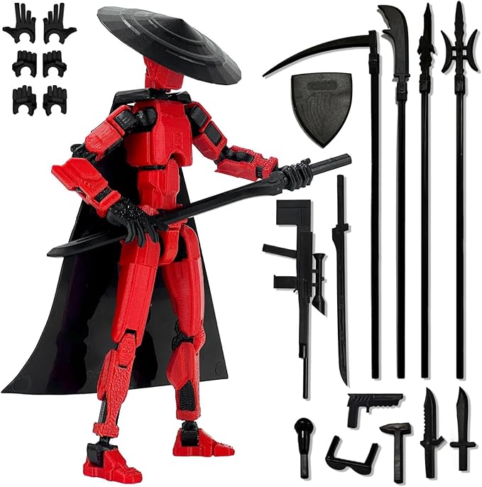 Already Assembled 8 inch T13 Action Figure, T13 Multi Jointed Movable,for Collectors Desktop Decorations Movability 3D Printed Toys (Red)