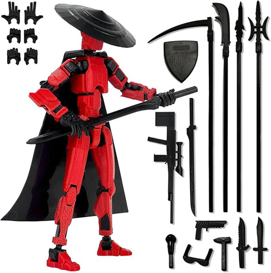 Already Assembled 8 inch T13 Action Figure, T13 Multi Jointed Movable,for Collectors Desktop Decorations Movability 3D Printed Toys (Red)