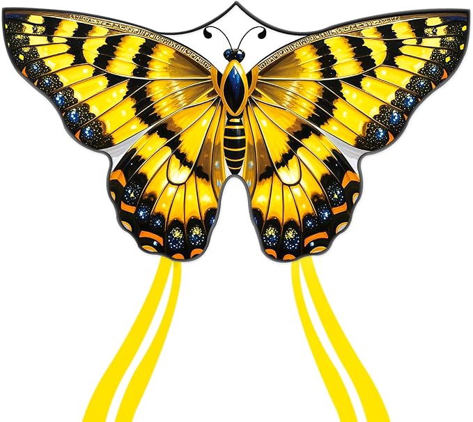 Butterfly Kites for Kids and Adults, Easy to Fly Large Single Line Kite for Boys and Girls - 55" x 28" Beach Kite for Beginners, 300ft String Handle Included