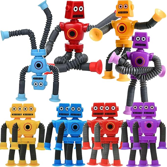 20 Pack Telescopic Suction Cup Robot Toy, Stretchy Giraffe SuctionAnimal Autism Sensory Toy for Toddlers, Travel Essential, Educational Classroom Treasure Box, Stretchy Robots Party Favors