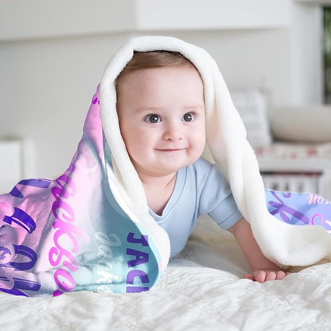 Ships Next Day, Custom Name Blanket for Kids Adults, Personalized Baby Blanket with Name for Girls Boys, Personalized Christmas Birthday Gifts for Kids Women Mom