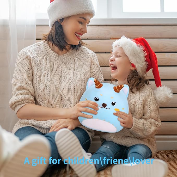 Kids Plush Pillow Soft Toys Cute Cat Plush Doll Gift for 3 to 12 Years Old Boys and Girls Children Stuffed Animal Toys for Room Living Room Decoration Cat Plushies Kid 10in Blue