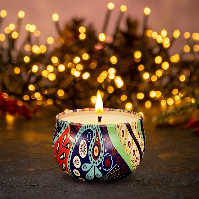 Set of 48 Small Scented Candles Soy Wax Aromatherapy Candles 2.5 OZ Portable Tin Candles with Lid, Relaxation Gifts Basket for Mother, Women, Friends and Coworkers
