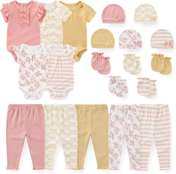 JELYLOVE Unisex Baby Boy Girl Bodysuits Sets 20 Pack Cotton Casual New Born Clothes Comfort Infant Outfit Essentials