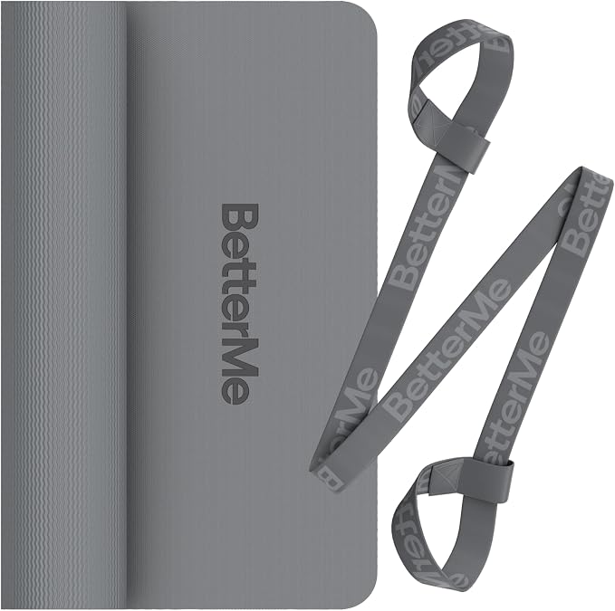 BetterMe Yoga Mat - Non-Slip Exercise Mat for Women - Cushioned Pilates Mat for Home Workouts, Stretching & Hot Yoga - Portable Fitness Mat with Strap