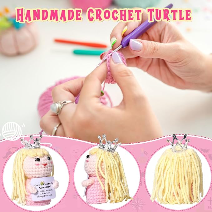 AICase Wicked Merch Glinda Dolls for Mom Stuffers Wicked Witch of The West Crochet Funny Positive Gifts Emotional Support Nuggets Handmade Cheer Gifts for Women/MoM Men Birthday_Pink