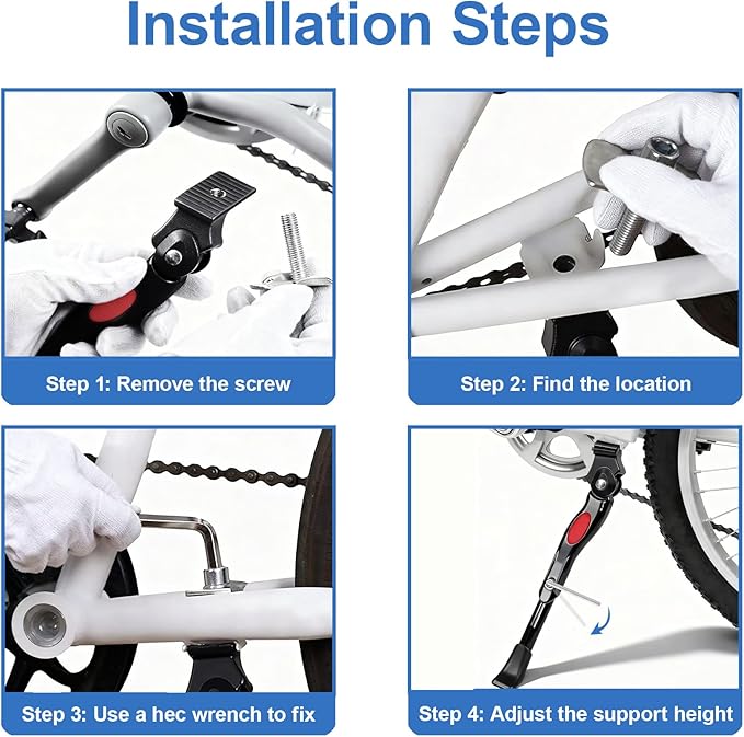 Kickstand for Kids Bike, Adjustable Premium Bike Kickstand for 16 18 20 Inch Wheels, Upgraded Aluminum Alloy Center Mount Stand for Children's Mountain and Road Bicycles.